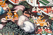 Bangkok Wat Pho, mural paintings of the vhian of the Reclining Buddha.